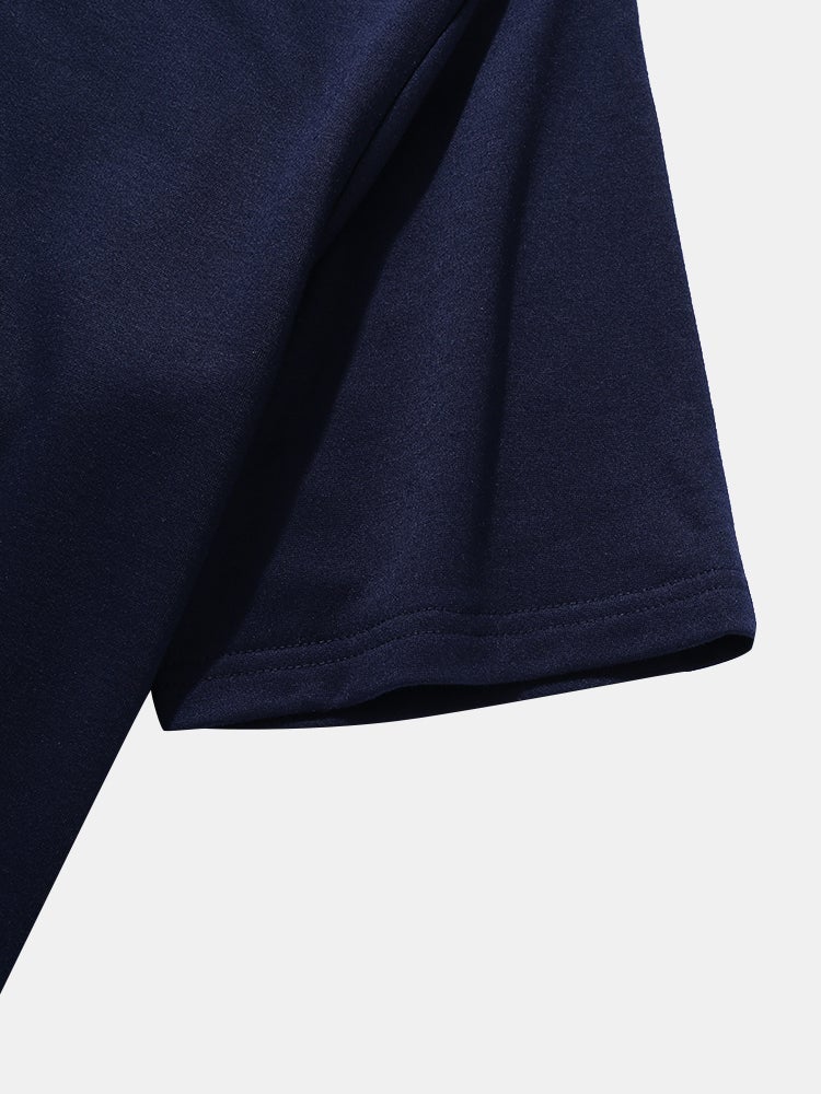 Men's Tricolor Patchwork T-Shirt | Crew Neck Short Sleeve Preppy Style