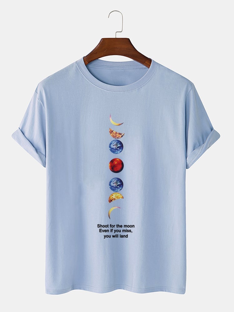 Men's 100% Cotton Planet Slogan Print T-Shirt | Casual Short Sleeve Style