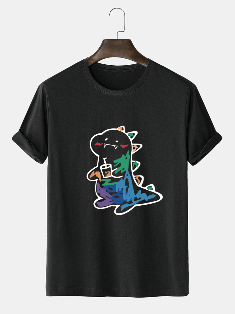 Men's 100% Cotton Cartoon Animal Graphic T-Shirt | Short Sleeve Casual Style