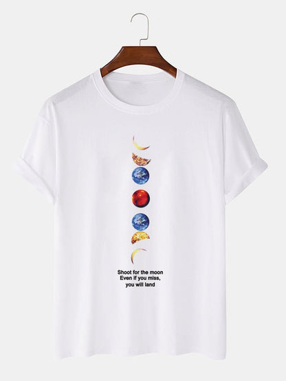 Men's 100% Cotton Planet Slogan Print T-Shirt | Casual Short Sleeve Style