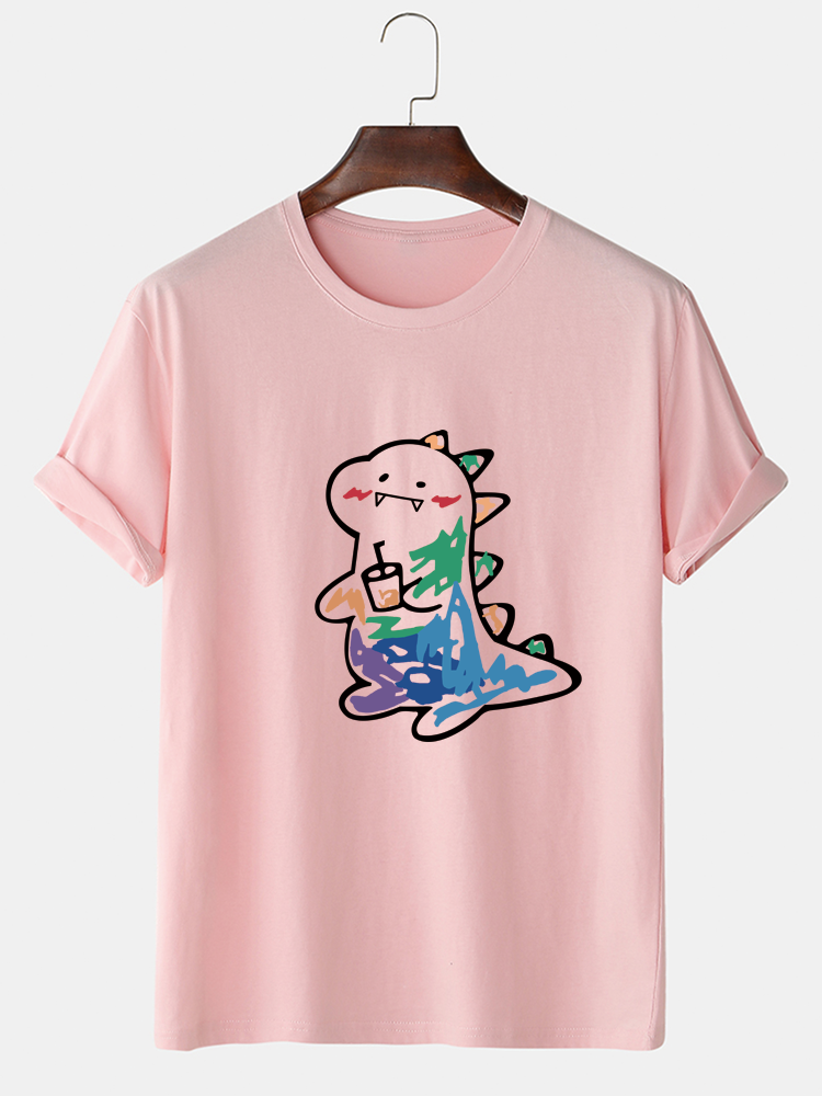 Men's 100% Cotton Cartoon Animal Graphic T-Shirt | Short Sleeve Casual Style