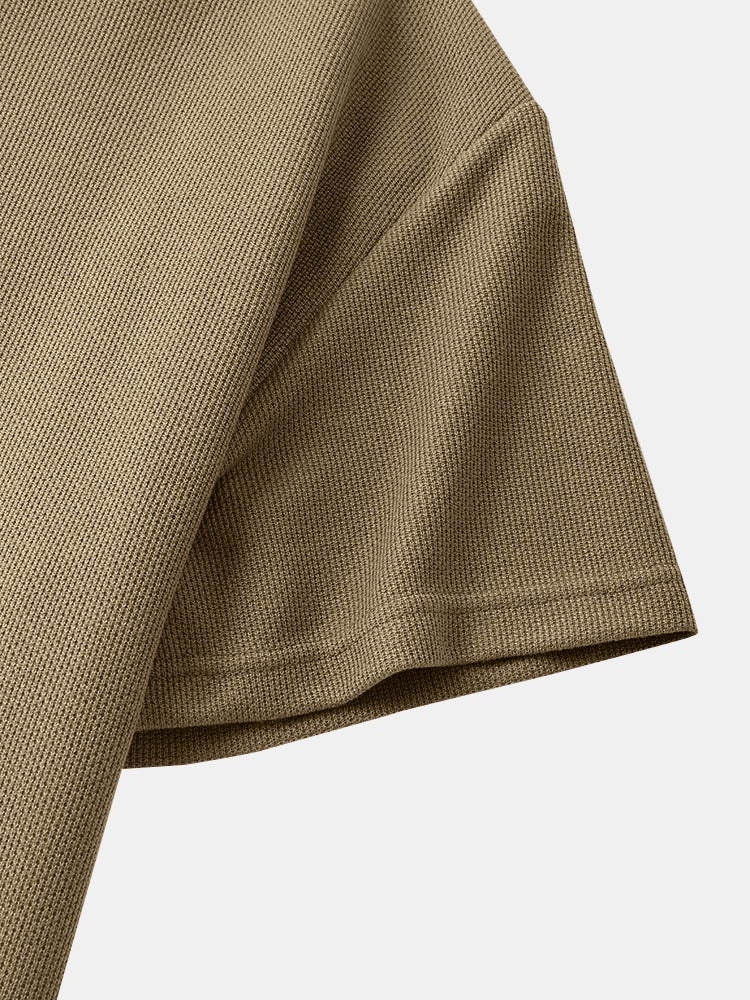 Men's Knit Solid Color Applique T-Shirt | Loose Short Sleeve Hooded Style