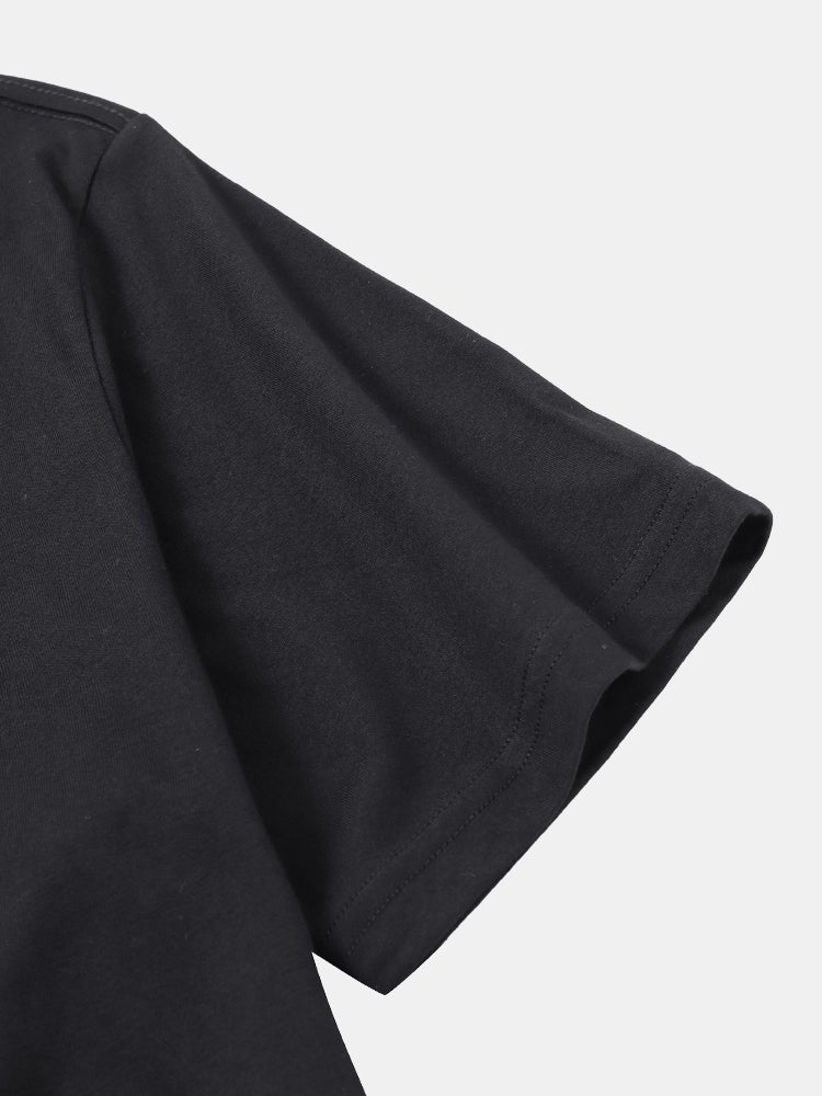 Men's 100% Cotton Plain Script Print T-Shirt | Casual Short Sleeve Style
