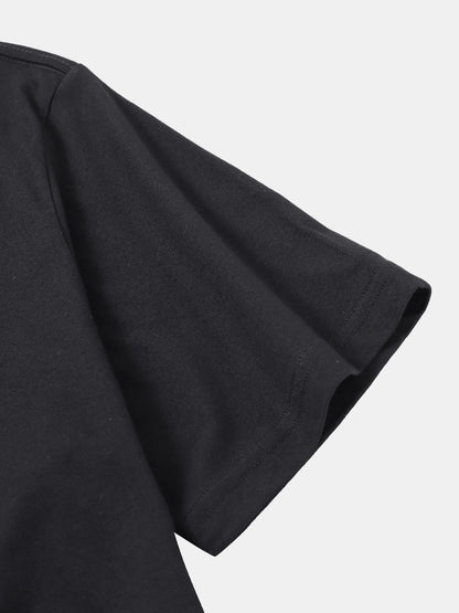 Men's 100% Cotton Plain Script Print T-Shirt | Casual Short Sleeve Style