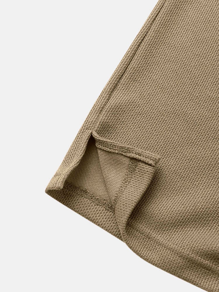 Men's Knit Solid Color Applique T-Shirt | Loose Short Sleeve Hooded Style