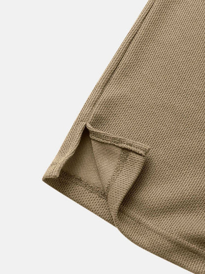 Men's Knit Solid Color Applique T-Shirt | Loose Short Sleeve Hooded Style