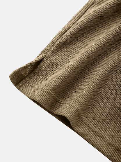 Men's Knit Solid Color Applique T-Shirt | Loose Short Sleeve Hooded Style
