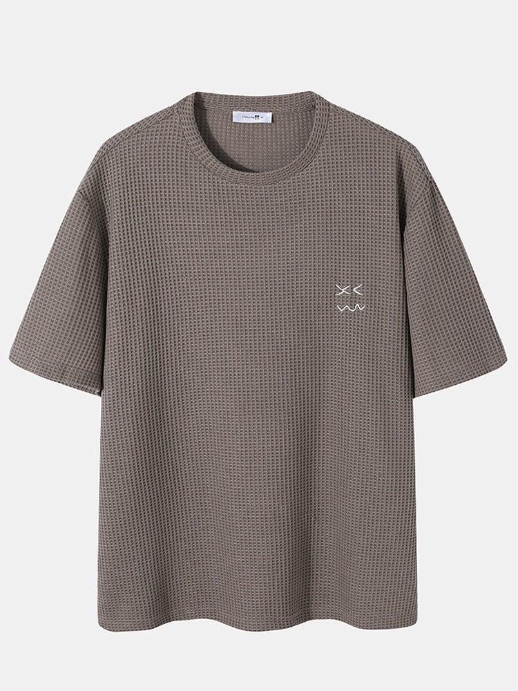 Men's Knitted T-Shirt | Casual Embroidered Pattern Short Sleeve