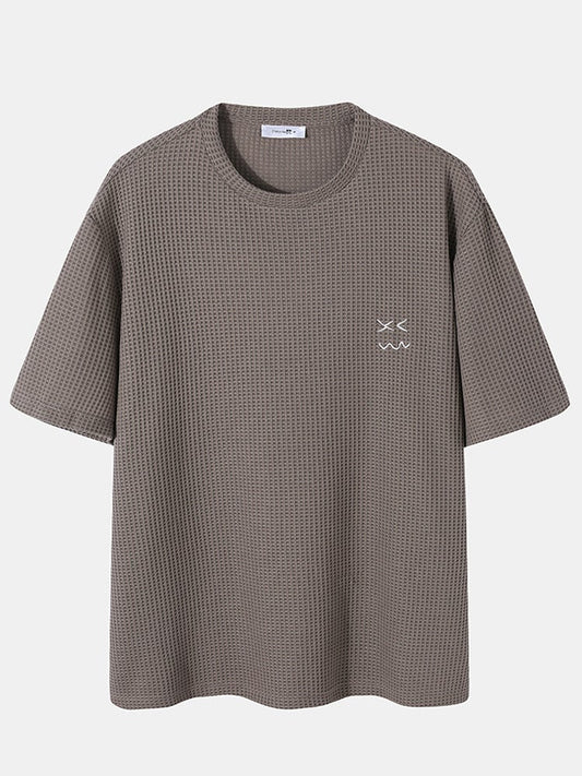 Men's Knitted T-Shirt | Casual Embroidered Pattern Short Sleeve