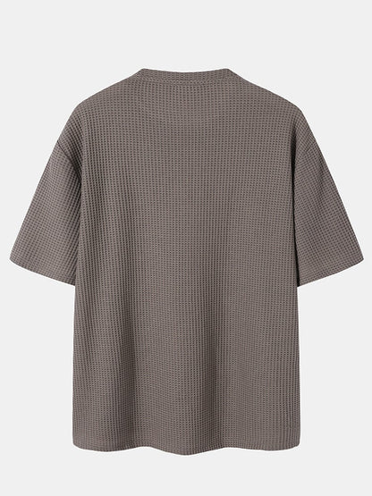 Men's Knitted T-Shirt | Casual Embroidered Pattern Short Sleeve