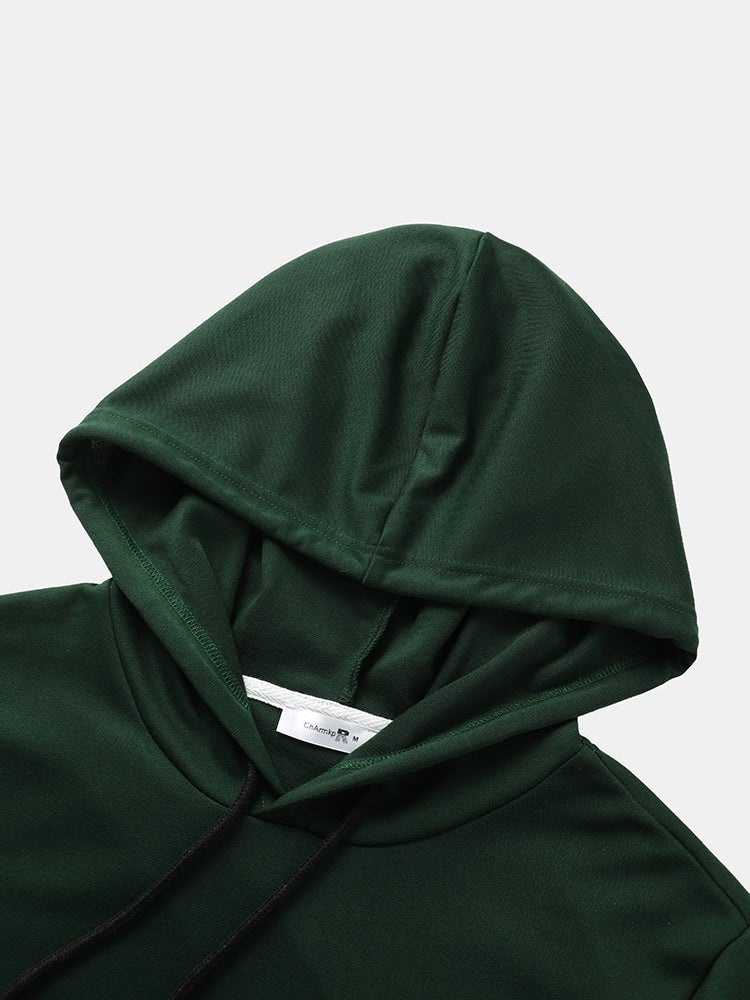 Men's Solid Color Casual T-Shirt | Short Sleeve Drawstring Hooded Style