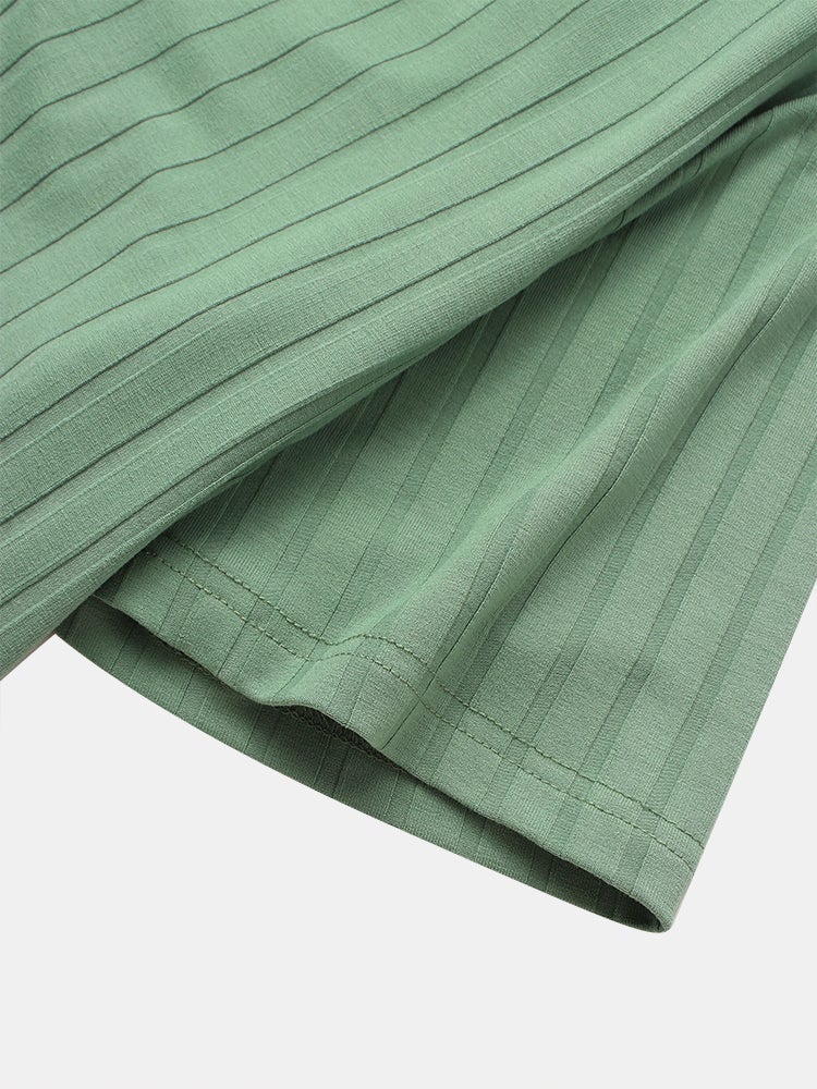 Men's Rib Green Basics T-Shirt | Crew Neck Short Sleeve Style