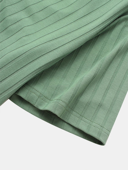 Men's Rib Green Basics T-Shirt | Crew Neck Short Sleeve Style