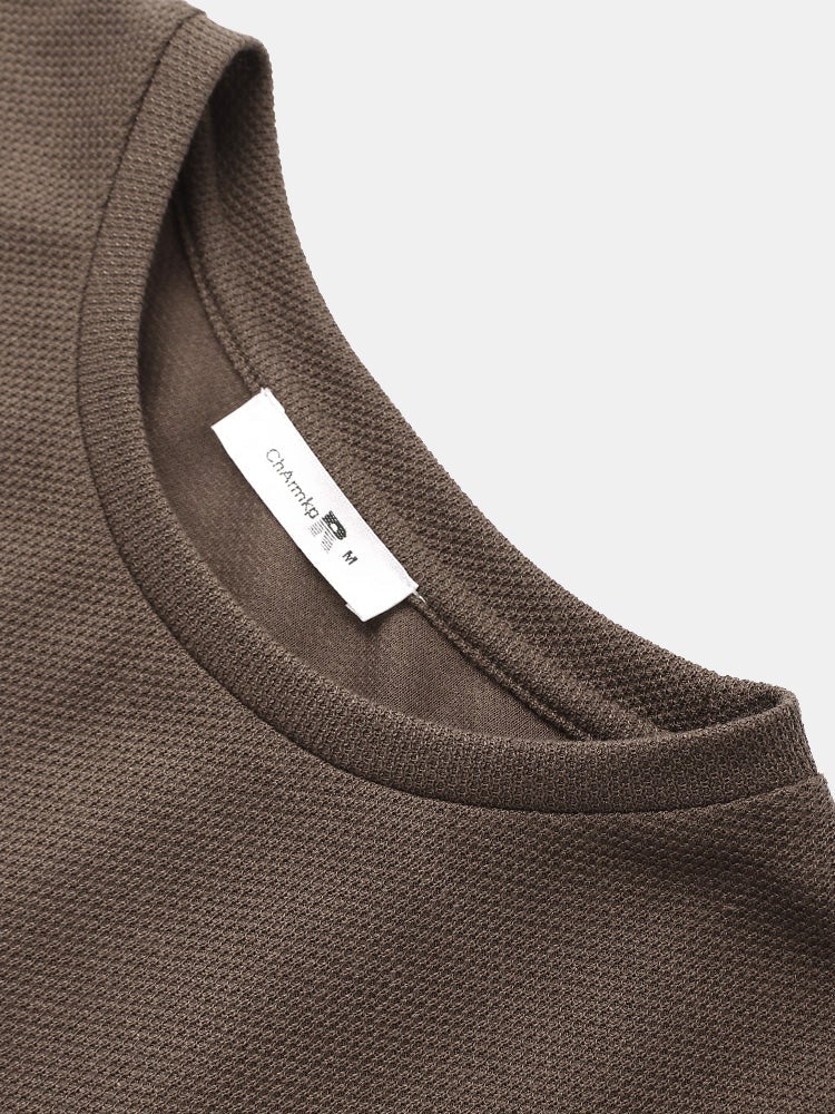 Men's Tricolor Knitted Texture T-Shirt | Embroidery Short Sleeve Style