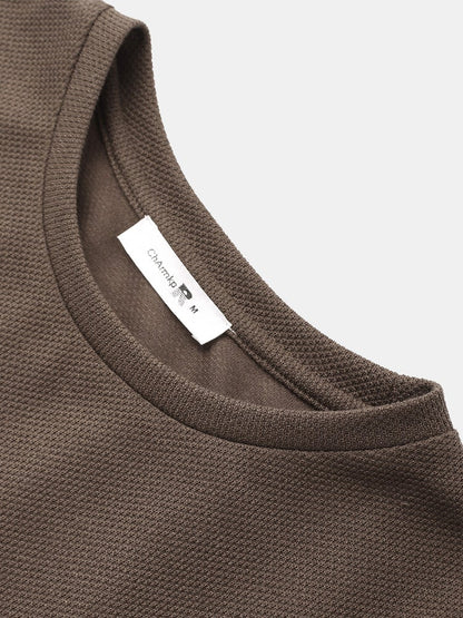 Men's Tricolor Knitted Texture T-Shirt | Embroidery Short Sleeve Style