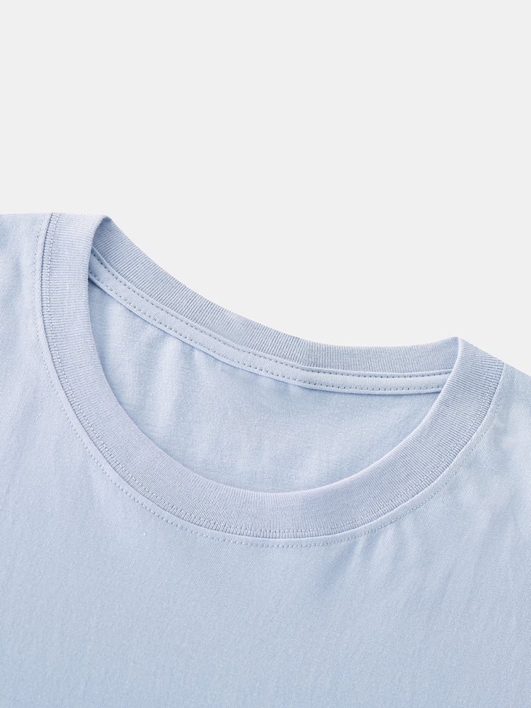 Men's 100% Cotton Cartoon Planet Print T-Shirt | Solid Thin Loose O-Neck Design
