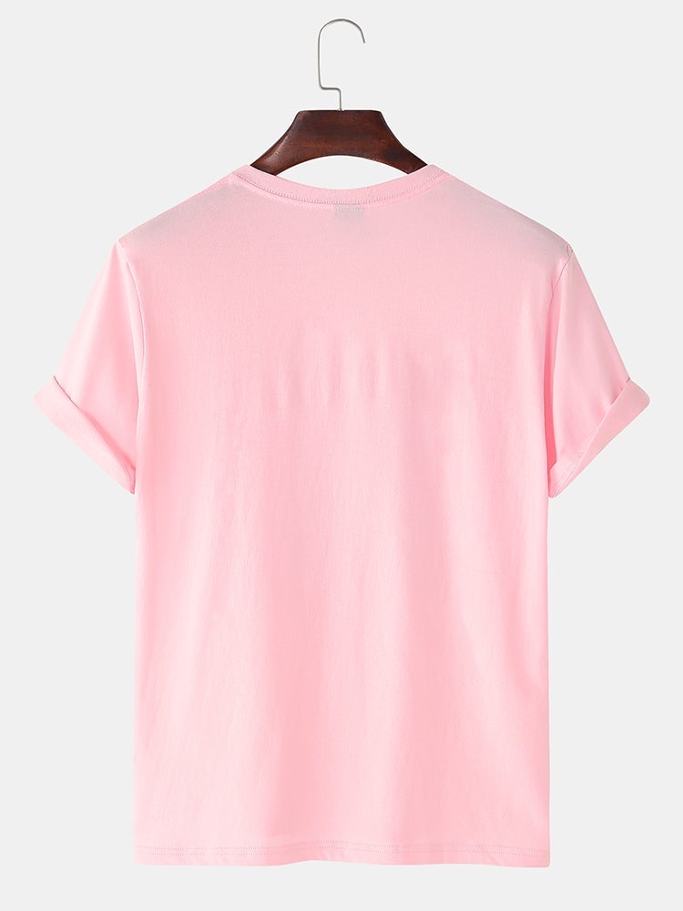 Men's 100% Cotton Letter Script Print T-Shirt | Casual Short Sleeve Style