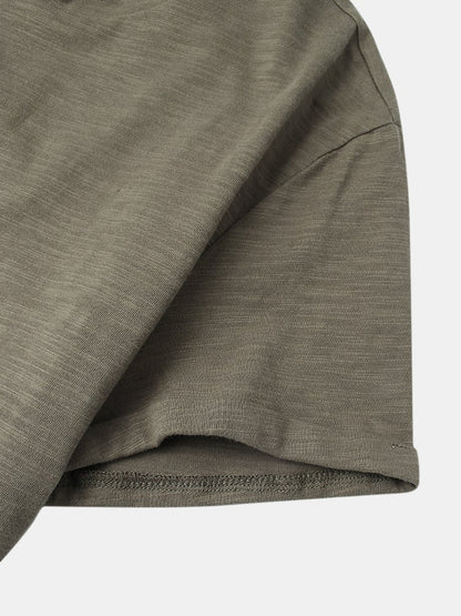 Men's Solid Color Drawstring Hooded T-Shirt | 100% Cotton Short Sleeve Style