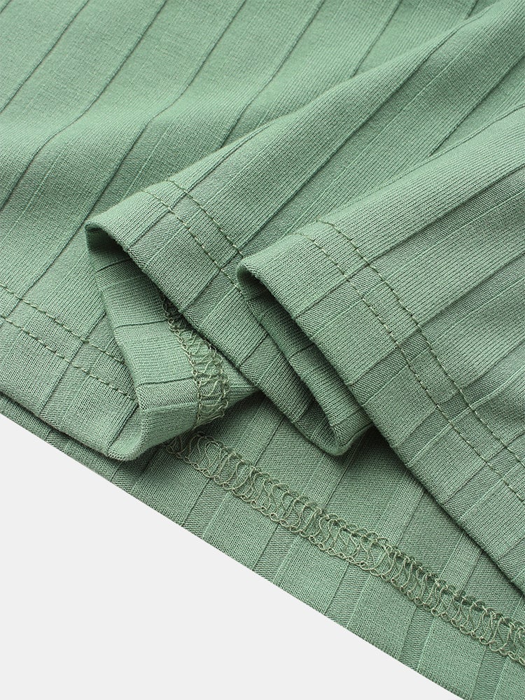 Men's Rib Green Basics T-Shirt | Crew Neck Short Sleeve Style