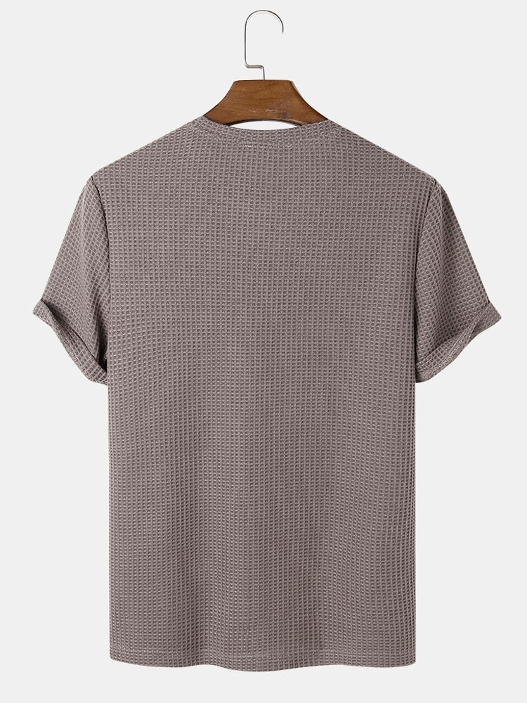 Men's King Letter Embroidery T-Shirt | Casual Knitted Texture Short Sleeve