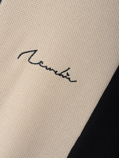 Men's Block Stripe Patchwork T-Shirt | Embroidered Knit Short Sleeve Preppy Style