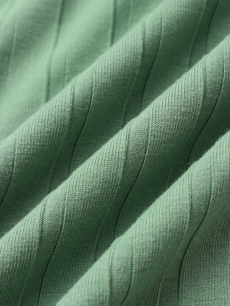 Men's Rib Green Basics T-Shirt | Crew Neck Short Sleeve Style