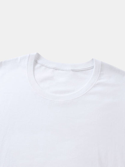 Men's 100% Cotton Hand Circle Print T-Shirt | Crew Neck Preppy Short Sleeve Style