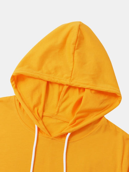 Men's Solid Color Basics T-Shirt | Short Sleeve Drawstring Hooded Style