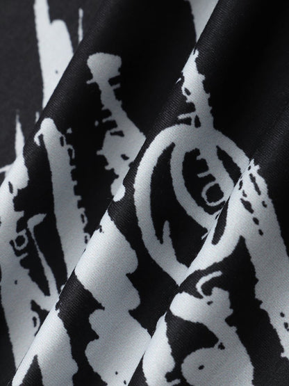 Men's Letter Graffiti T-Shirt | Black Crew Neck Short Sleeve Style