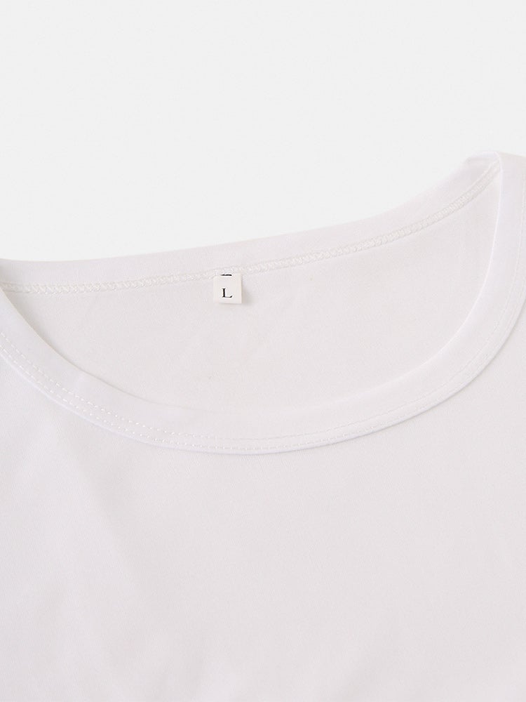 Men's Line Graphic High Low Curved Hem T-Shirt | Sports Short Sleeve Style