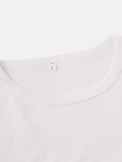 Men's Line Graphic High Low Curved Hem T-Shirt | Sports Short Sleeve Style