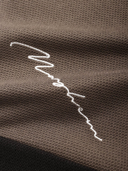 Men's Tricolor Knitted Texture T-Shirt | Embroidery Short Sleeve Style