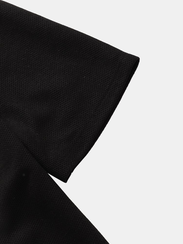 Men's Block Stripe Stitching T-Shirt | Knitted Preppy Short Sleeve Style