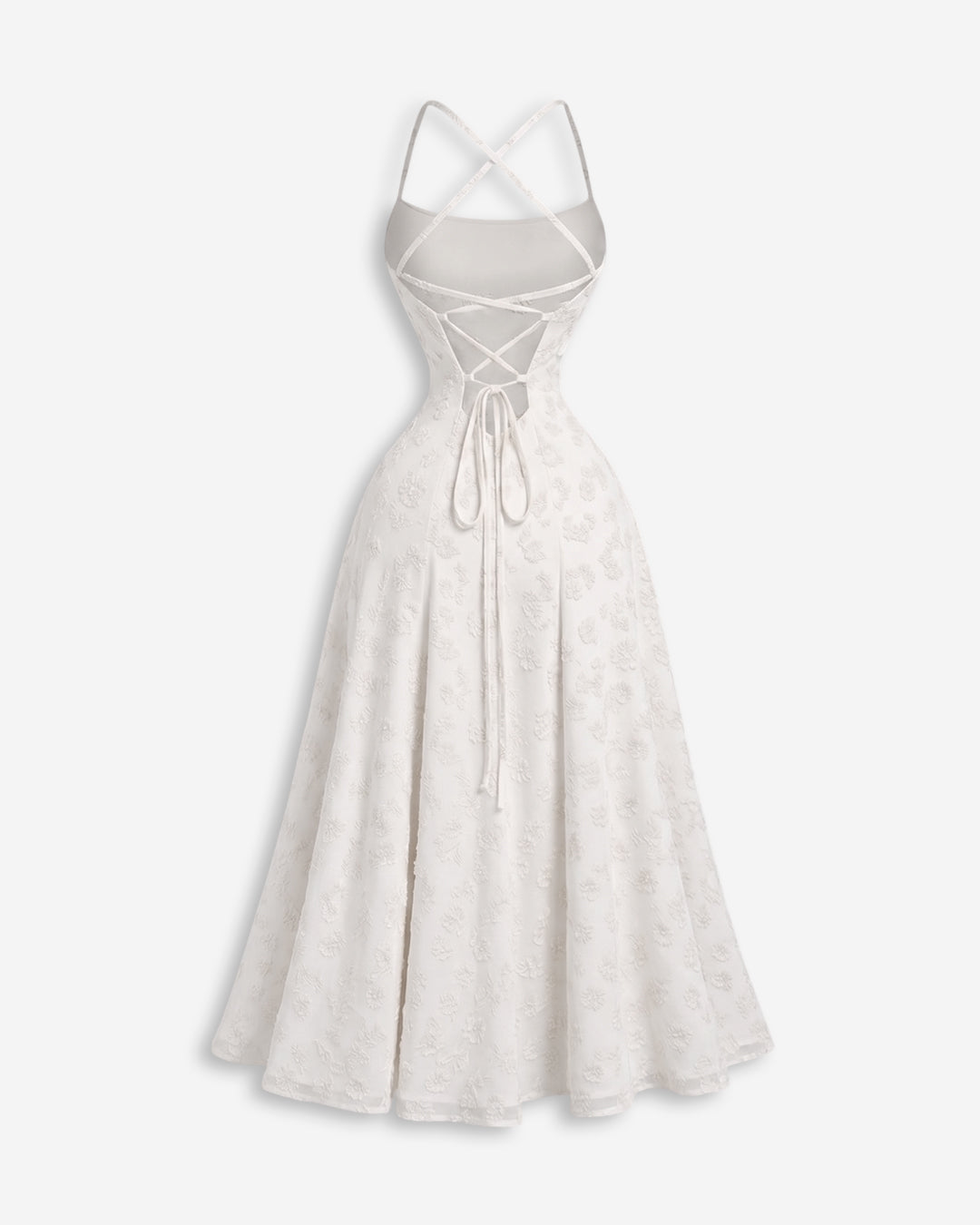 Backless Tie-Up Strap Maxi Dress in Classic White