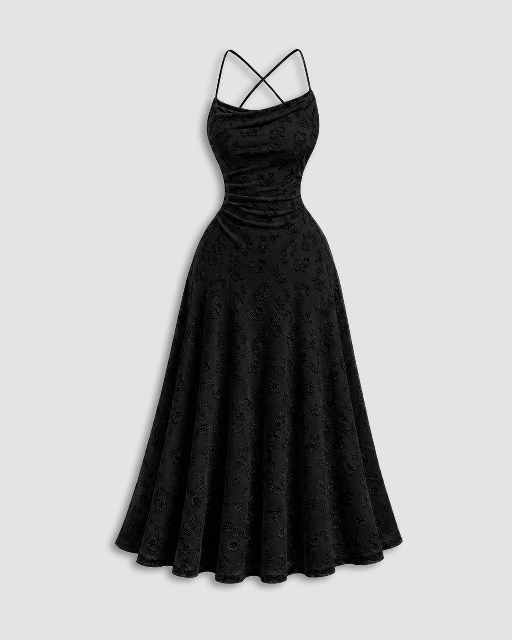 Backless Tie-Up Strap Maxi Dress in Classic Black