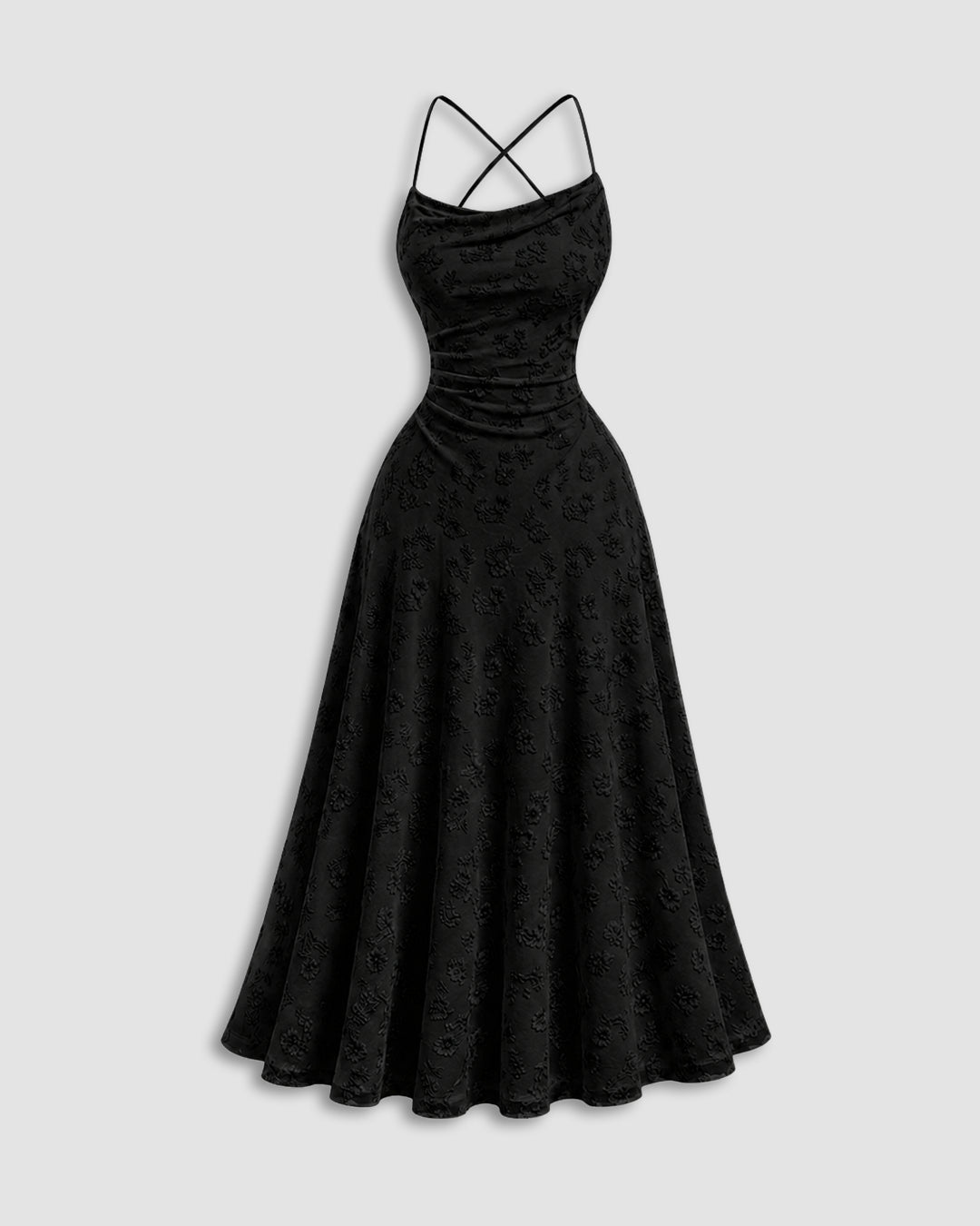 Backless Tie-Up Strap Maxi Dress in Classic Black