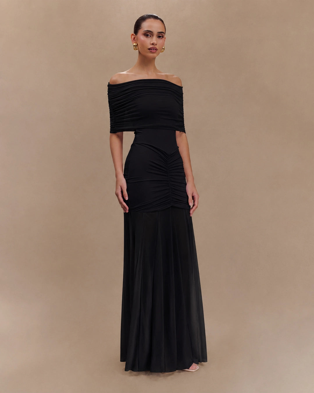Bardot Bodycon Maxi Dress in Soft Black