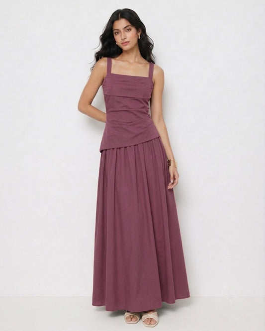 Bonus Cloth's Spaghetti Strap Top and Fit & Flare Skirt Set in Amaranth Purple