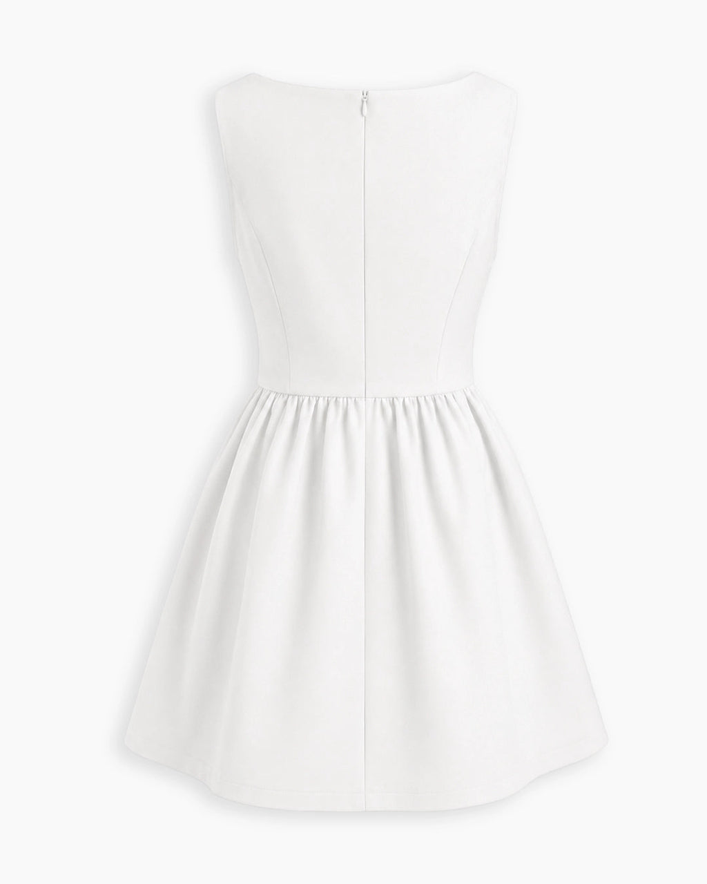 Bow Detail Fit and Flare Dress in Classic White