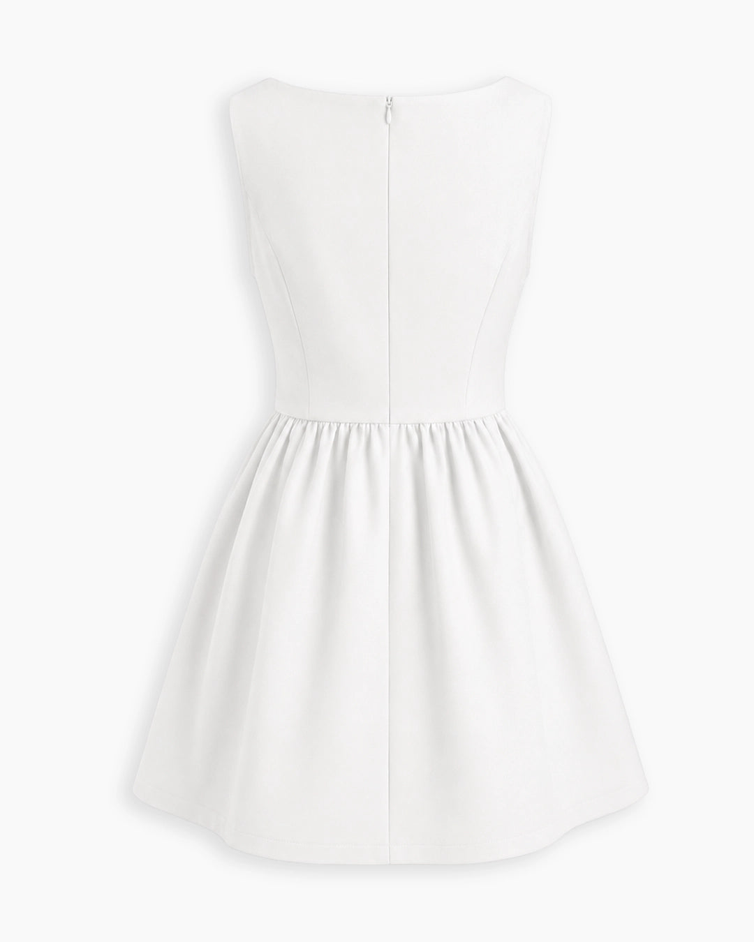 Bow Detail Fit and Flare Dress in Classic White