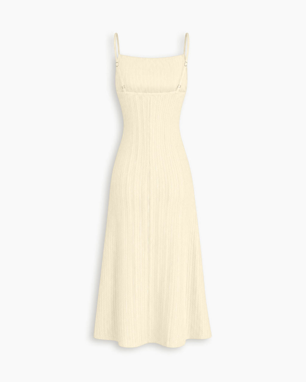 Ribbed Square Neck Midi Dress in Cream