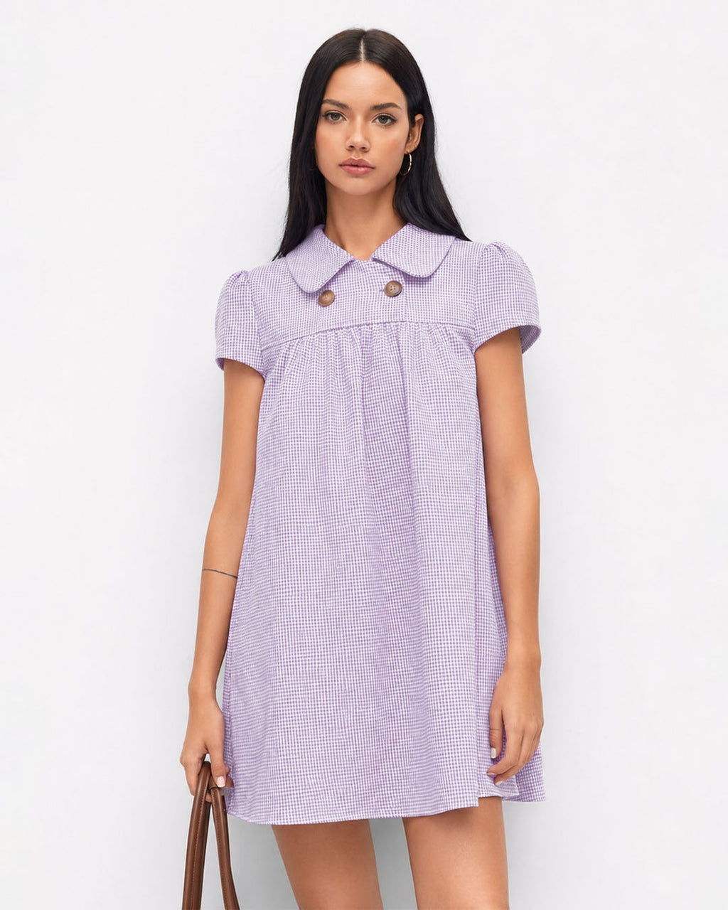 Peter Pan Collar Mini Dress in Lilac