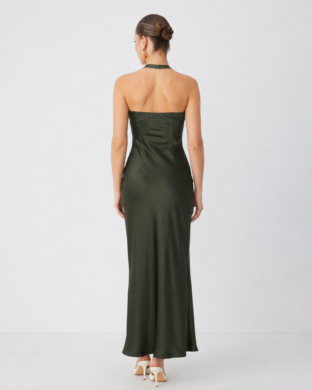 Halter Neck Maxi Dress in Dark Green