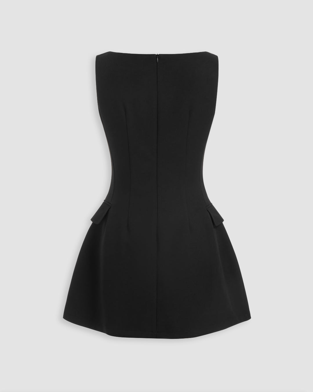 Button Detail Sleeveless Mini Dress in Soft Black