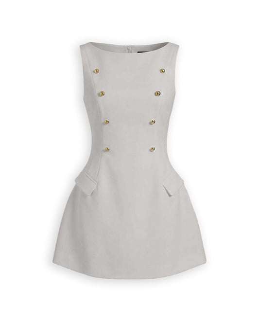 Bonus Cloth's Button Detail Sleeveless Mini Dress in Light Grey