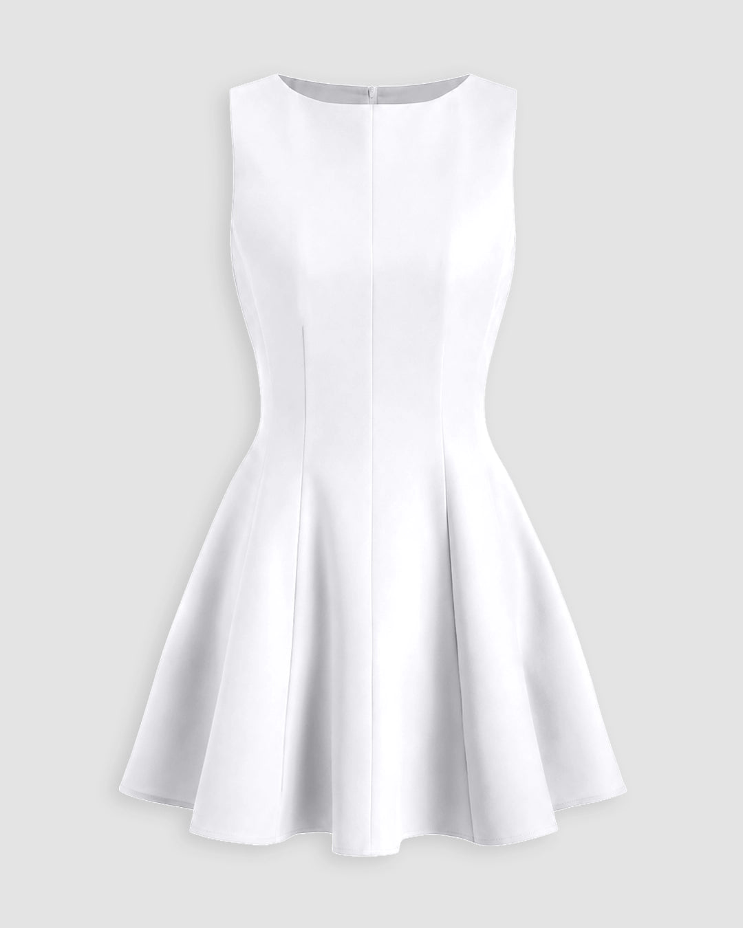 Fitted Waist Flared Mini Dress in Classic White