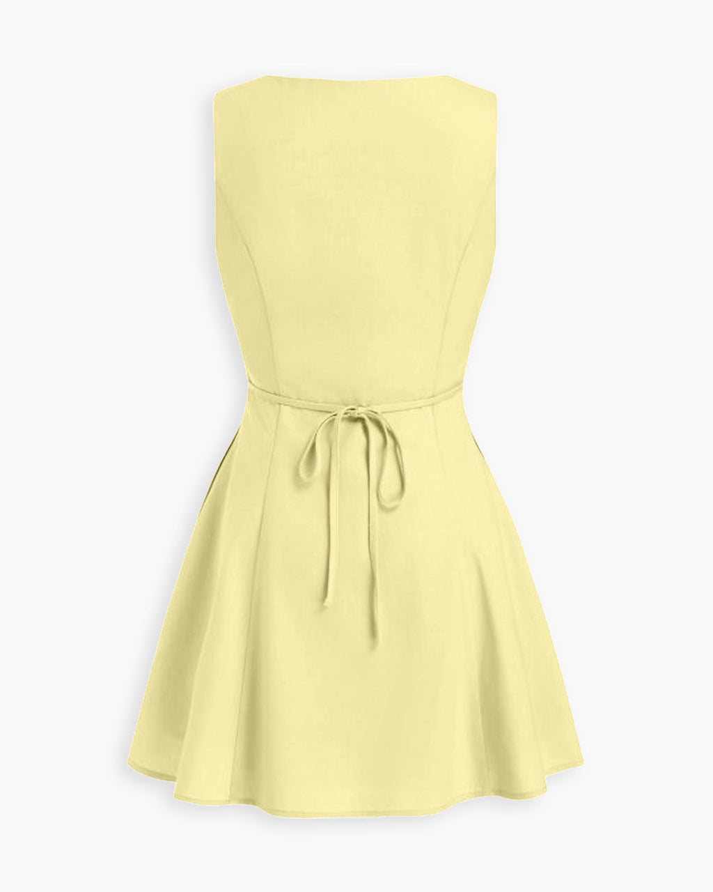 V Neck Button Front Flared Mini Dress in Vanilla