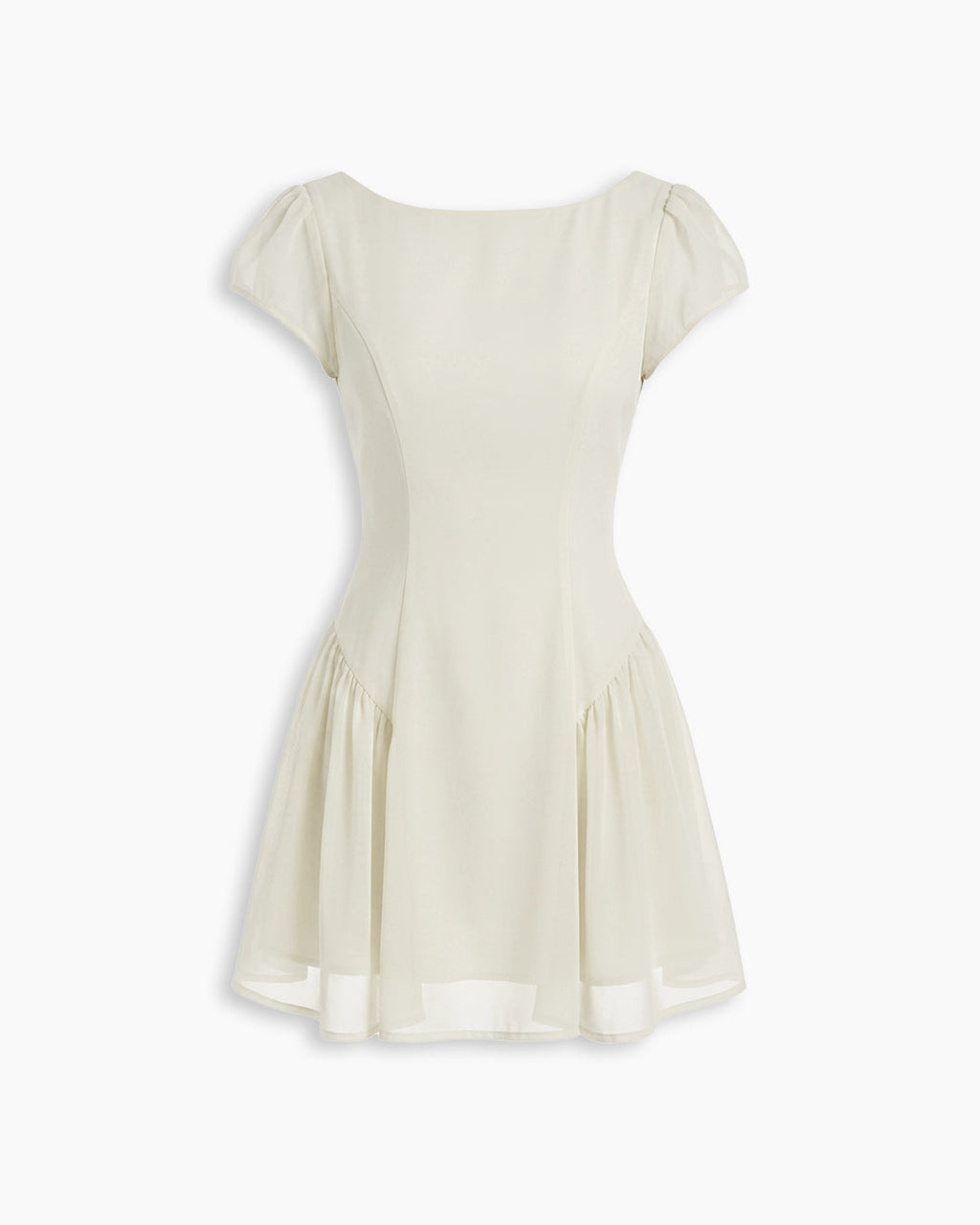 Cap Sleeve Fit and Flare Mini Dress in Off White