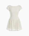 Cap Sleeve Fit and Flare Mini Dress in Off White