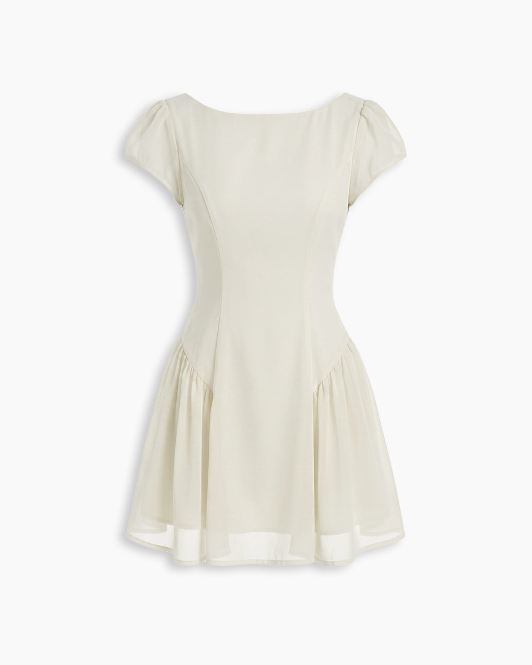 Cap Sleeve Fit and Flare Mini Dress in Off White